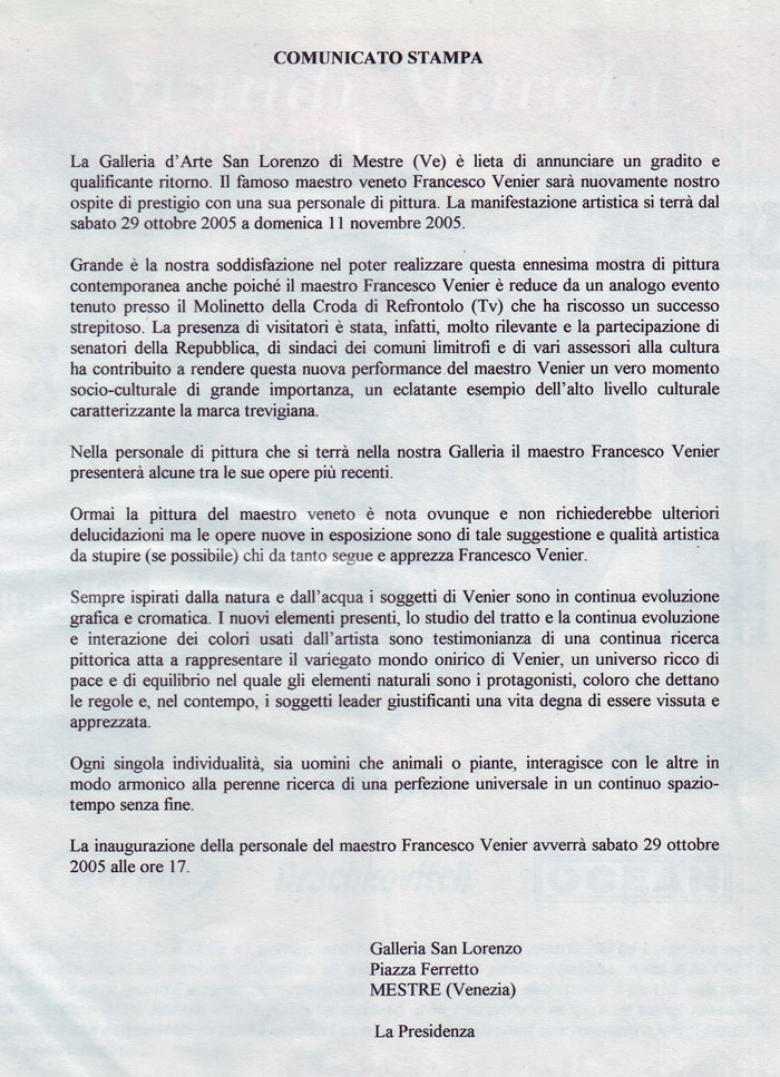 Comunicato stampa
